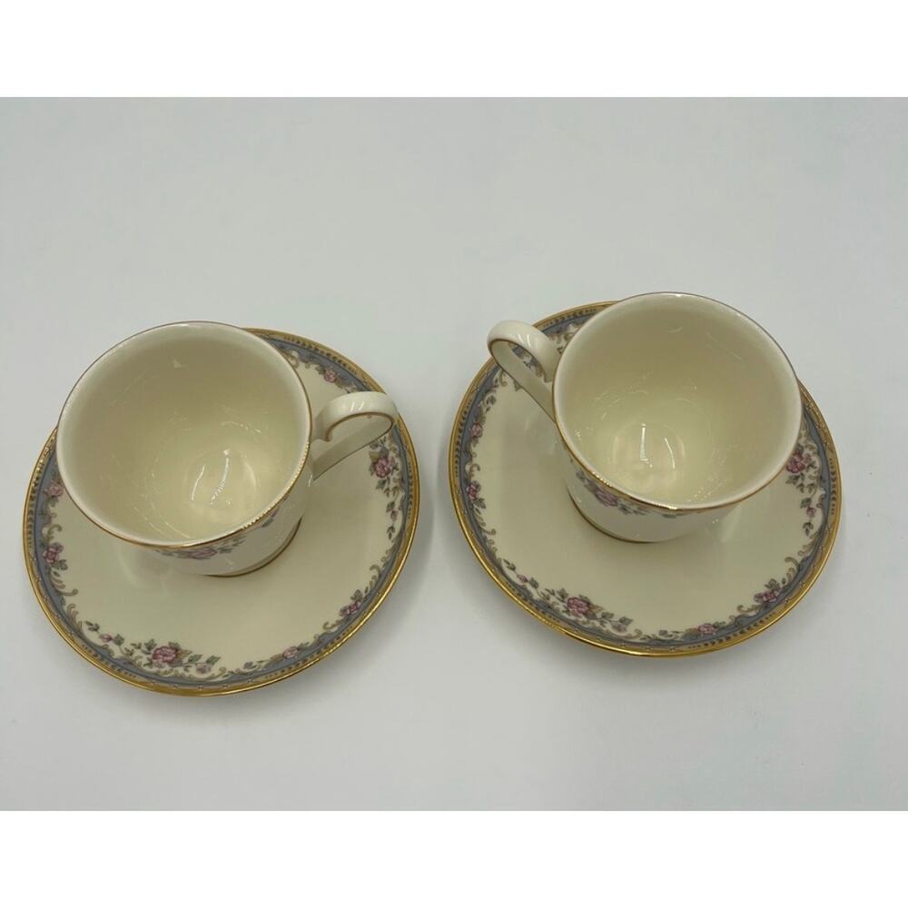 LENOX SOUTHERN VISTA FOOTED CUP AND SAUCER SET OF TWO - Picture 2 of 7